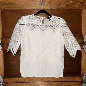 Maje White Boxy Embellished Blouse